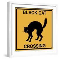 Black Cat Crossing-Tina Lavoie-Framed Giclee Print