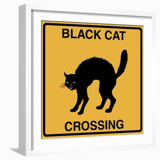 Black Cat Crossing-Tina Lavoie-Framed Giclee Print