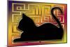 Black Cat Gold Screen-Art Deco Designs-Mounted Giclee Print