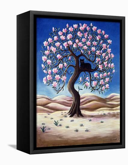 Black Cat in a Magnolia Tree, 1988-Liz Wright-Framed Stretched Canvas