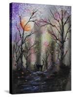 Black Cat in Forest-Michelle Faber-Stretched Canvas