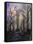 Black Cat in Forest-Michelle Faber-Framed Stretched Canvas