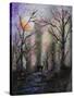 Black Cat in Forest-Michelle Faber-Stretched Canvas