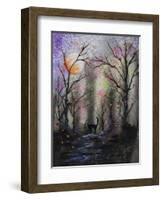 Black Cat in Forest-Michelle Faber-Framed Giclee Print