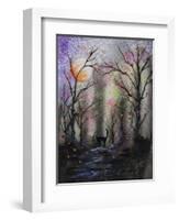 Black Cat in Forest-Michelle Faber-Framed Giclee Print