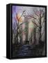 Black Cat in Forest-Michelle Faber-Framed Stretched Canvas