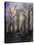 Black Cat in Forest-Michelle Faber-Stretched Canvas