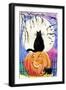 Black Cat in Full Moon Halloween-sylvia pimental-Framed Art Print