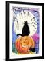 Black Cat in Full Moon Halloween-sylvia pimental-Framed Art Print