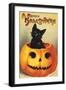 Black Cat in Jack-O-Lantern, 1910-null-Framed Giclee Print