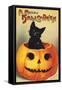 Black Cat in Jack-O-Lantern, 1910-null-Framed Stretched Canvas