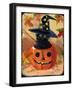 Black Cat in Jack O Lantern-sylvia pimental-Framed Art Print