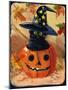 Black Cat in Jack O Lantern-sylvia pimental-Mounted Art Print