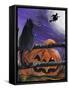 Black Cat in Pumpkin Patch Halloween-sylvia pimental-Framed Stretched Canvas