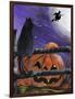 Black Cat in Pumpkin Patch Halloween-sylvia pimental-Framed Art Print