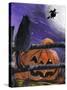 Black Cat in Pumpkin Patch Halloween-sylvia pimental-Stretched Canvas