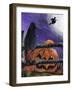 Black Cat in Pumpkin Patch Halloween-sylvia pimental-Framed Art Print