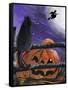 Black Cat in Pumpkin Patch Halloween-sylvia pimental-Framed Stretched Canvas