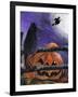 Black Cat in Pumpkin Patch Halloween-sylvia pimental-Framed Art Print