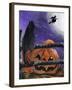 Black Cat in Pumpkin Patch Halloween-sylvia pimental-Framed Art Print