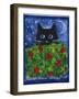 Black Cat in the Tulips-sylvia pimental-Framed Art Print