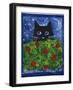 Black Cat in the Tulips-sylvia pimental-Framed Art Print