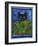 Black Cat in the Tulips-sylvia pimental-Framed Art Print