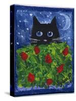 Black Cat in the Tulips-sylvia pimental-Stretched Canvas