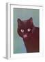 Black Cat Licking Chops-null-Framed Art Print