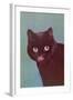 Black Cat Licking Chops-null-Framed Art Print