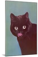 Black Cat Licking Chops-null-Mounted Art Print