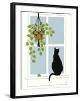 Black Cat on a Window Sill-Crockett Collection-Framed Giclee Print