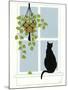Black Cat on a Window Sill-Crockett Collection-Mounted Giclee Print