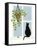Black Cat on a Window Sill-Crockett Collection-Framed Stretched Canvas