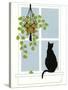Black Cat on a Window Sill-Crockett Collection-Stretched Canvas