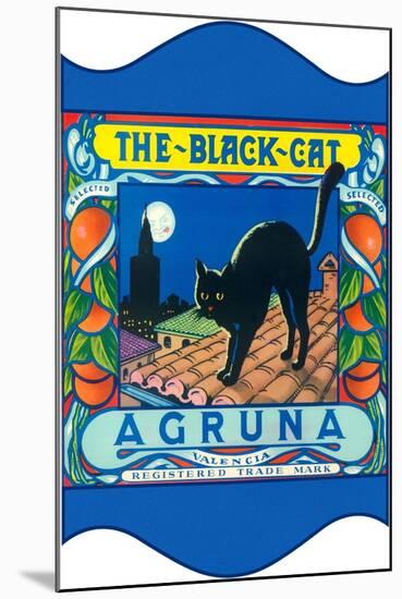 Black Cat Oranges-null-Mounted Art Print