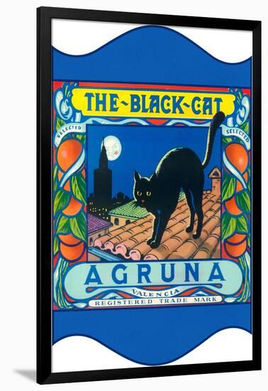 Black Cat Oranges-null-Framed Art Print