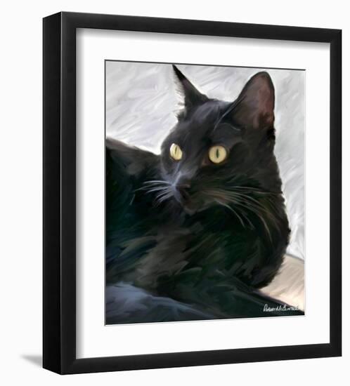 Black Cat Portrait-Robert Mcclintock-Framed Art Print