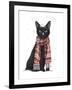 Black Cat, Red Scarf-Fab Funky-Framed Art Print