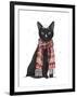 Black Cat, Red Scarf-Fab Funky-Framed Art Print