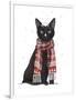 Black Cat, Red Scarf-Fab Funky-Framed Art Print