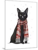 Black Cat, Red Scarf-Fab Funky-Mounted Art Print