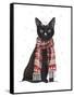 Black Cat, Red Scarf-Fab Funky-Framed Stretched Canvas