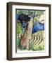 Black Cat Sitting in Tree Bats & Full Moon-sylvia pimental-Framed Art Print