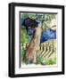 Black Cat Sitting in Tree Bats & Full Moon-sylvia pimental-Framed Art Print