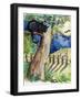 Black Cat Sitting in Tree Bats & Full Moon-sylvia pimental-Framed Art Print
