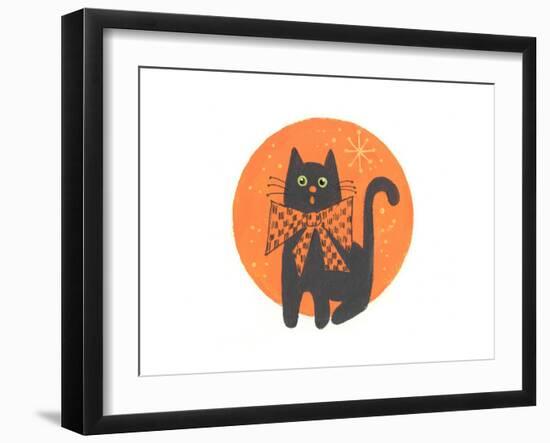 Black Cat with Bow Tie-Beverly Johnston-Framed Premium Giclee Print