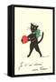 Black Cat with Heart, French I've Given You My Heart-null-Framed Stretched Canvas
