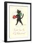 Black Cat with Heart-null-Framed Art Print