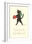 Black Cat with Heart-null-Framed Art Print